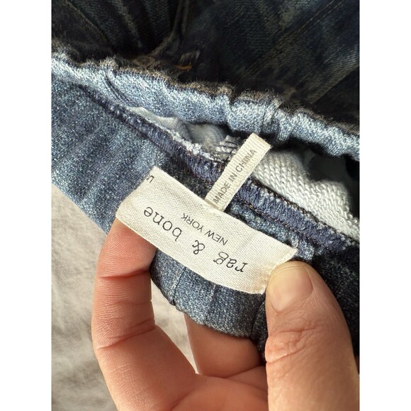 Rag & Bone Miramar Jogger Lucas Photo Printed Faux Jean Sweatpants L Large Blue - Picture 9 of 10